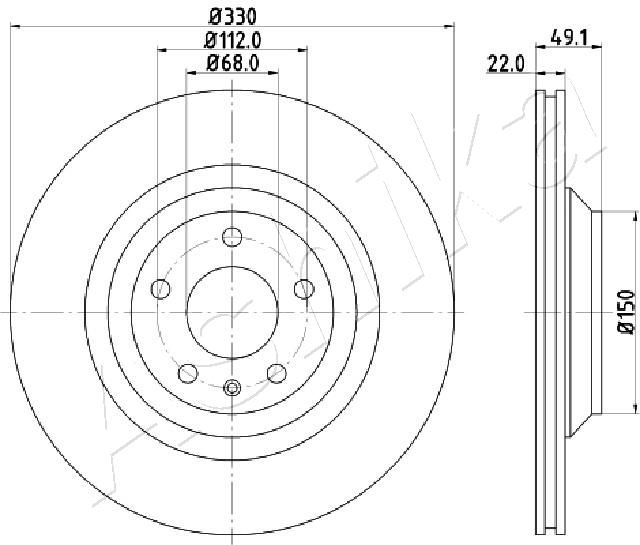 ASHIKA 61-00-0916 Brake Disc