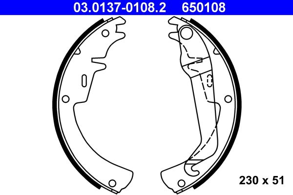 ATE 03.0137-0108.2 Brake Shoe Set