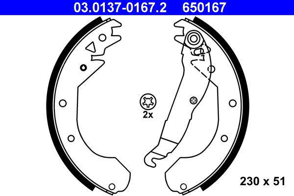 ATE 03.0137-0167.2 Brake Shoe Set