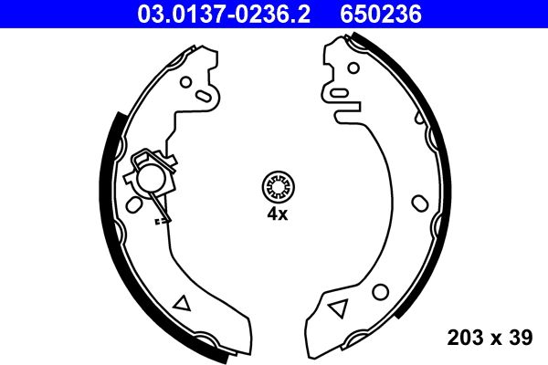 ATE 03.0137-0236.2 Brake Shoe Set