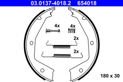 Brake Shoe Set, parking brake ATE 03.0137-4018.2