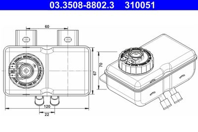 Fluid Reservoir, brake fluid ATE 03.3508-8802.3