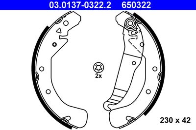 Brake Shoe Set ATE 03.0137-0322.2