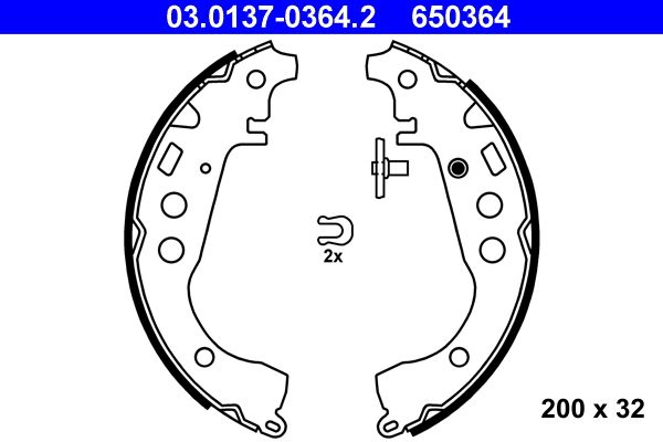 ATE 03.0137-0364.2 Brake Shoe Set