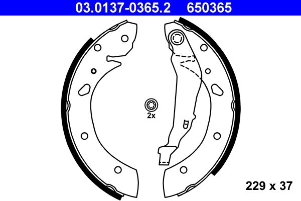 ATE 03.0137-0365.2 Brake Shoe Set