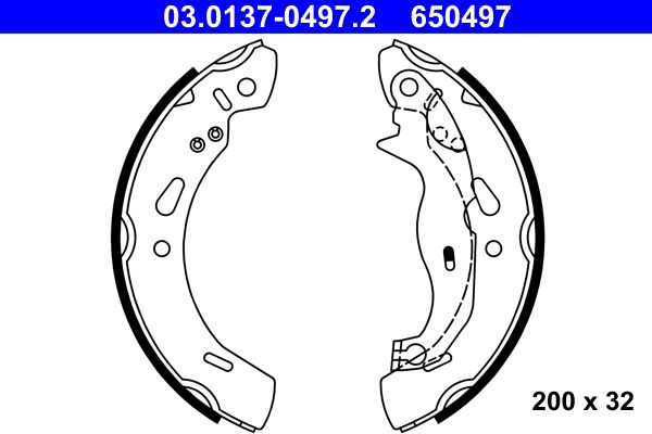 ATE 03.0137-0497.2 Brake Shoe Set