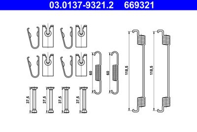 Accessory Kit, brake shoes ATE 03.0137-9321.2
