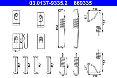 Accessory Kit, parking brake shoes ATE 03.0137-9335.2