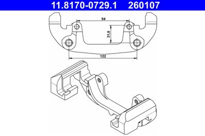 Bracket, brake caliper ATE 11.8170-0729.1