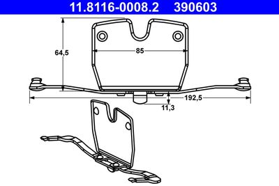 Spring, brake caliper ATE 11.8116-0008.2