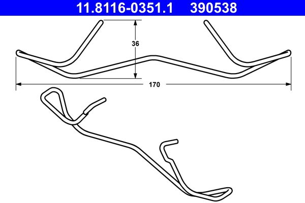 ATE 11.8116-0351.1 Spring, brake caliper