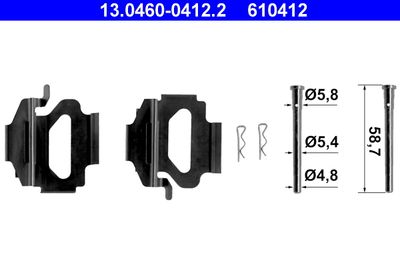 Accessory Kit, disc brake pad ATE 13.0460-0412.2