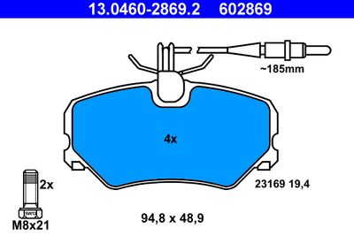 Brake Pad Set, disc brake ATE 13.0460-2869.2