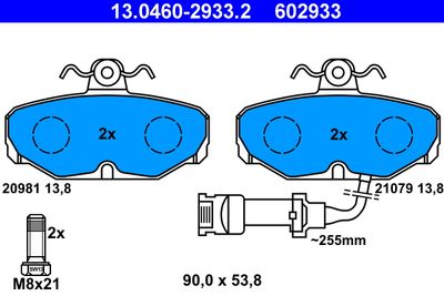 Brake Pad Set, disc brake ATE 13.0460-2933.2