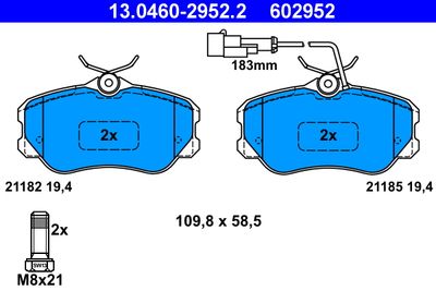 Brake Pad Set, disc brake ATE 13.0460-2952.2