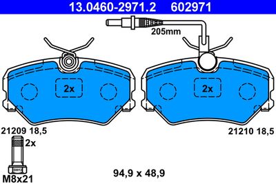 Brake Pad Set, disc brake ATE 13.0460-2971.2