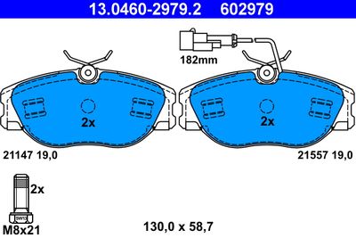 Brake Pad Set, disc brake ATE 13.0460-2979.2