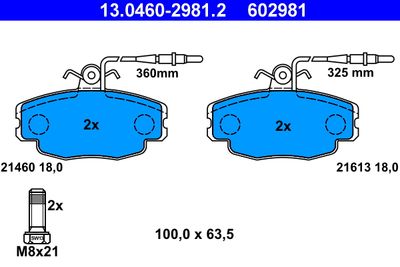 Brake Pad Set, disc brake ATE 13.0460-2981.2