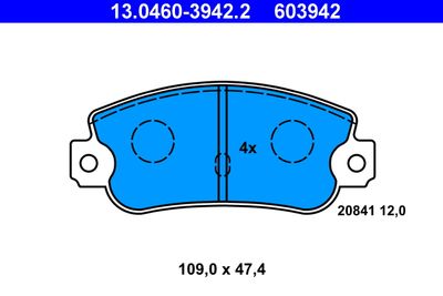 Brake Pad Set, disc brake ATE 13.0460-3942.2
