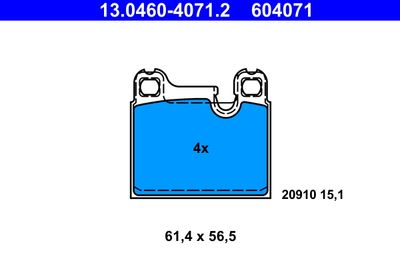 Brake Pad Set, disc brake ATE 13.0460-4071.2