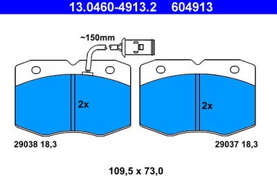 Brake Pad Set, disc brake ATE 13.0460-4913.2