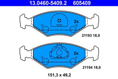 Brake Pad Set, disc brake ATE 13.0460-5409.2