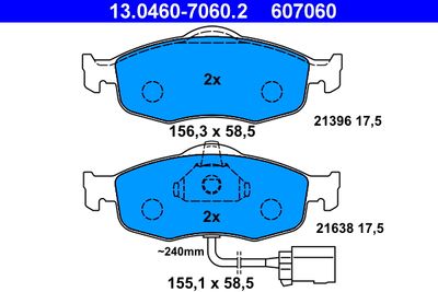 Brake Pad Set, disc brake ATE 13.0460-7060.2