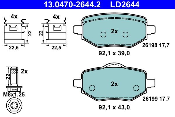 ATE 13.0470-2644.2 Brake Pad Set, disc brake