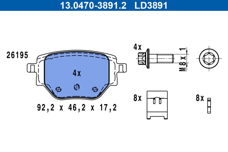 ATE 13.0470-3891.2 Brake Pad Set, disc brake