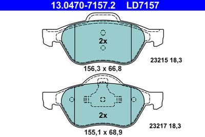 Brake Pad Set, disc brake ATE 13.0470-7157.2