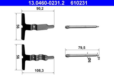 Accessory Kit, disc brake pad ATE 13.0460-0231.2