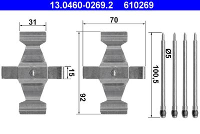 Accessory Kit, disc brake pad ATE 13.0460-0269.2