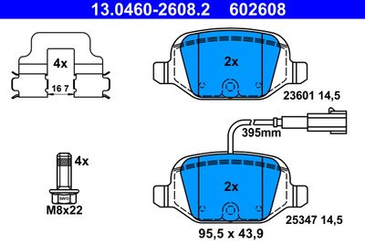 Brake Pad Set, disc brake ATE 13.0460-2608.2