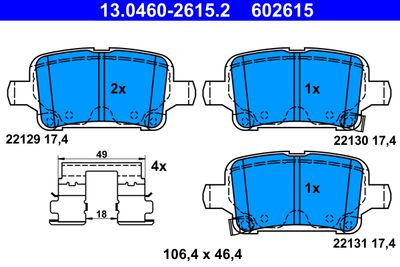 Brake Pad Set, disc brake ATE 13.0460-2615.2