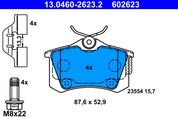 ATE 13.0460-2623.2 Brake Pad Set, disc brake