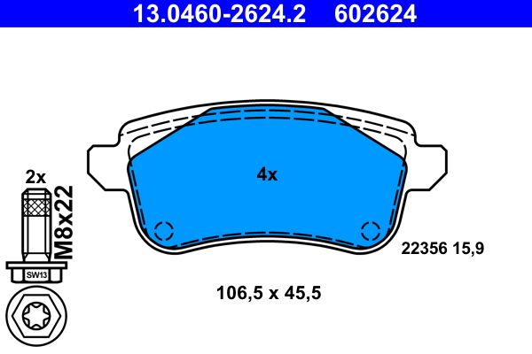 ATE 13.0460-2624.2 Brake Pad Set, disc brake