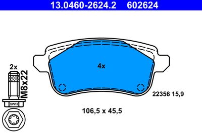 Brake Pad Set, disc brake ATE 13.0460-2624.2