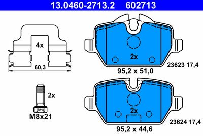 Brake Pad Set, disc brake ATE 13.0460-2713.2