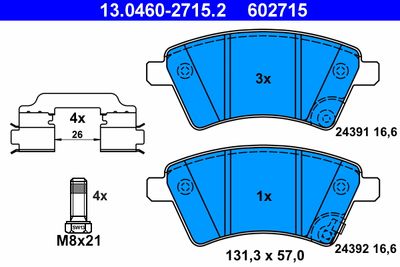 Brake Pad Set, disc brake ATE 13.0460-2715.2