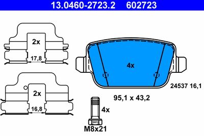 Brake Pad Set, disc brake ATE 13.0460-2723.2