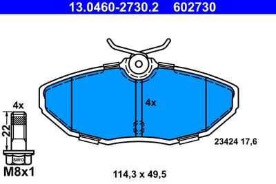 Brake Pad Set, disc brake ATE 13.0460-2730.2