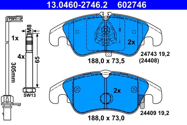 ATE 13.0460-2746.2 Brake Pad Set, disc brake