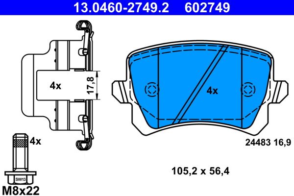 ATE 13.0460-2749.2 Brake Pad Set, disc brake