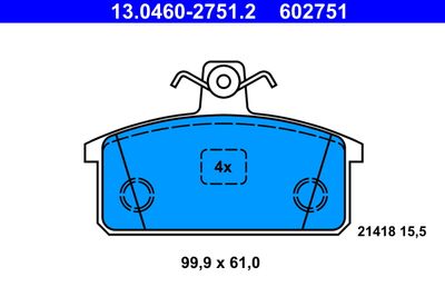 Brake Pad Set, disc brake ATE 13.0460-2751.2