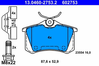 Brake Pad Set, disc brake ATE 13.0460-2753.2