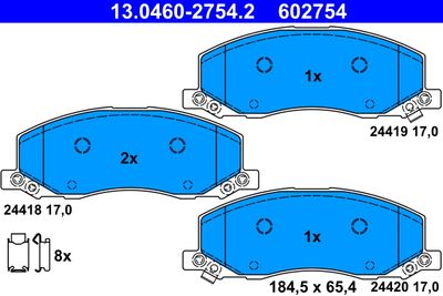 Brake Pad Set, disc brake ATE 13.0460-2754.2