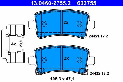 Brake Pad Set, disc brake ATE 13.0460-2755.2