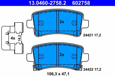 Brake Pad Set, disc brake ATE 13.0460-2758.2