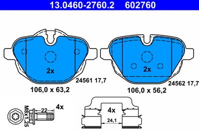 Brake Pad Set, disc brake ATE 13.0460-2760.2