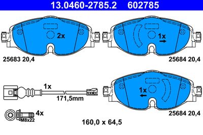 Brake Pad Set, disc brake ATE 13.0460-2785.2